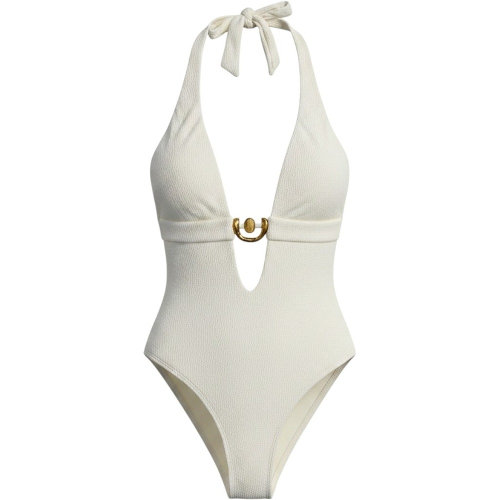 Vix Paula Hermanny Kori One Piece Swimsuit Womens XS White NWT Textured Halter